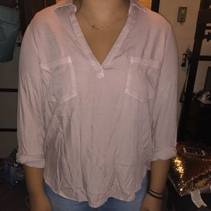 3/4 sleeve v neck shirt